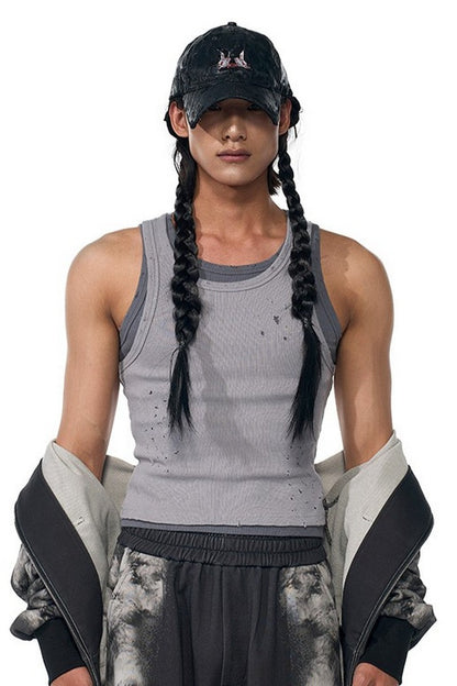 Layered Distressed Fitted Tank