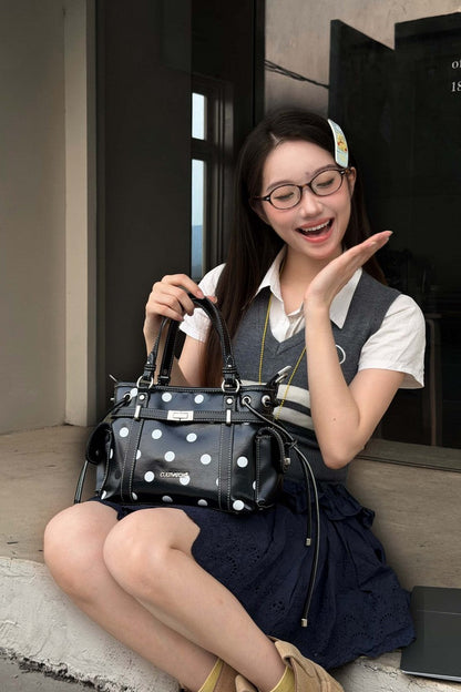 Polka Dot Basket Bag