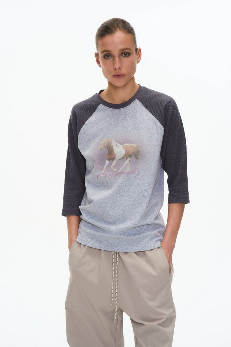Waffle Three Quarter Raglan Tee — Blind/No Plan