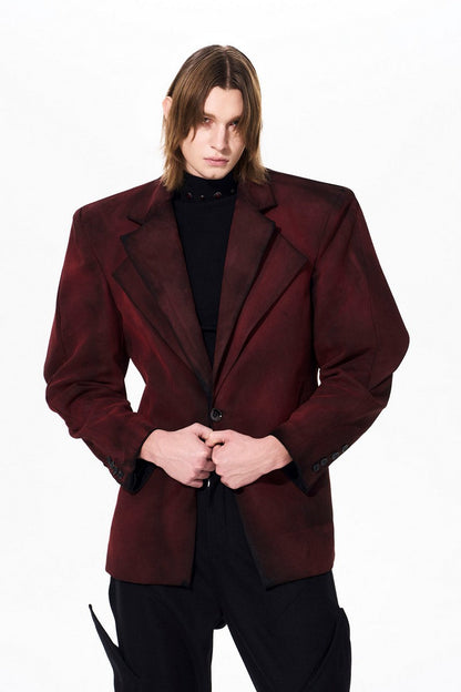 Distressed Suede Layered Blazer