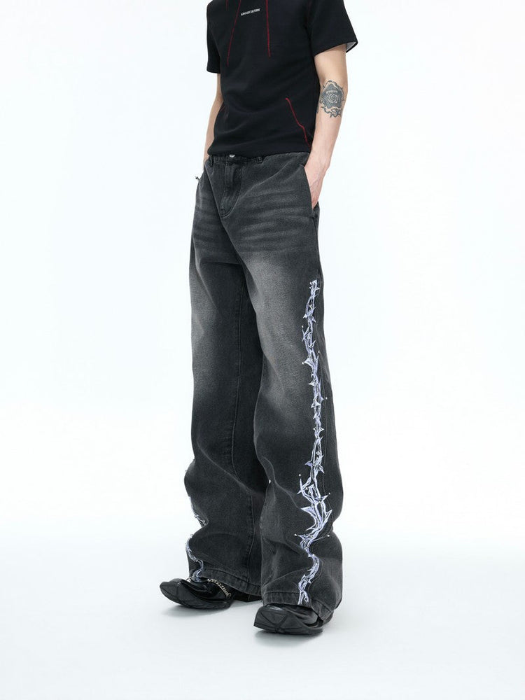 Embroidered Studded Jeans — Argue Culture — view 3