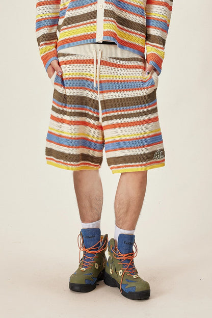 Color Stripe Knit Shorts