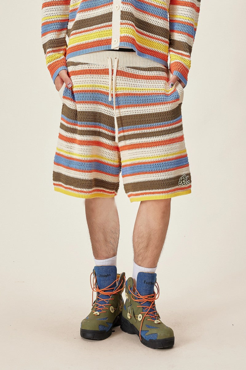 Color Stripe Knit Shorts