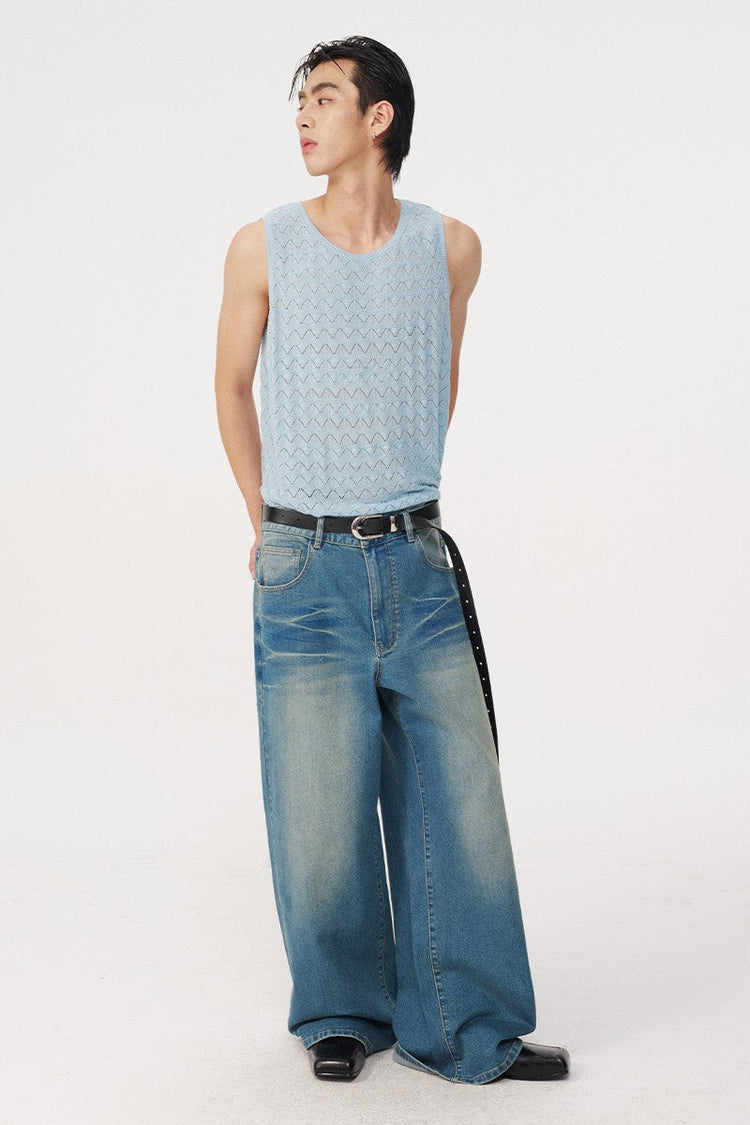 Washed Wide Leg Jeans — JCAESAR — view 3