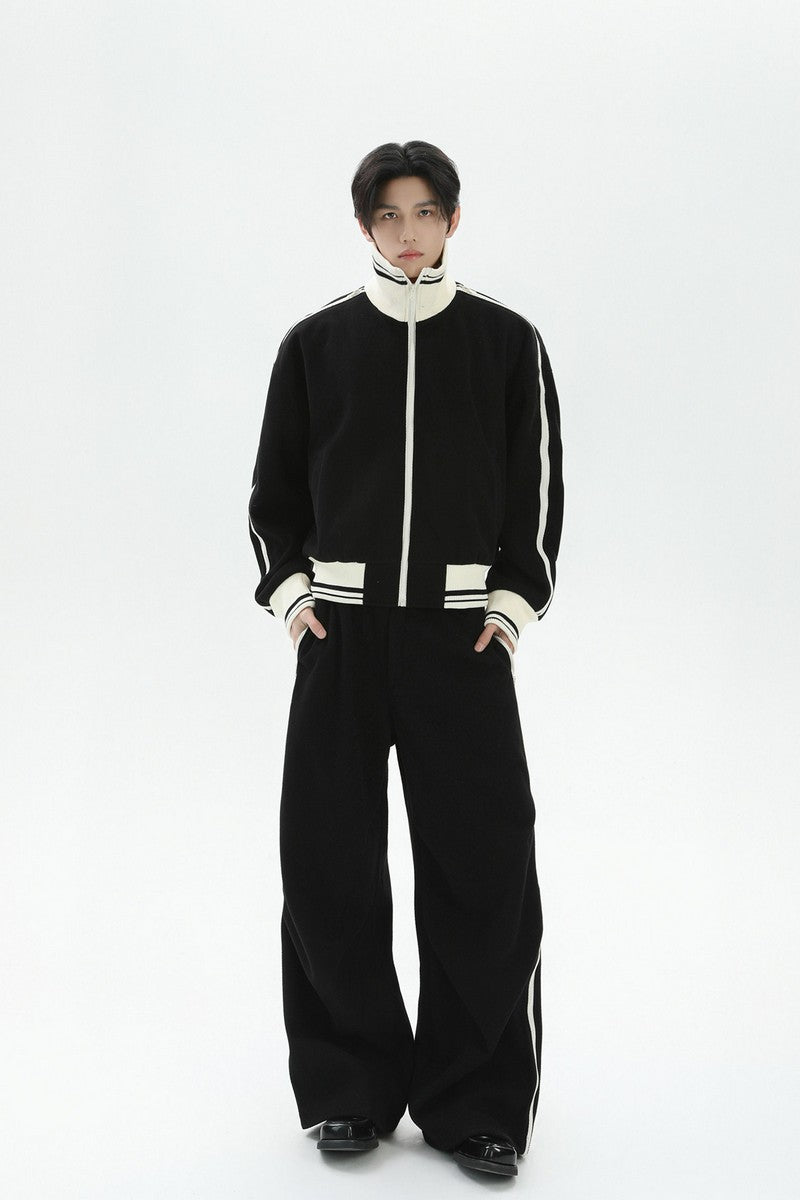 Colorblock Zip Stand Collar Jacket