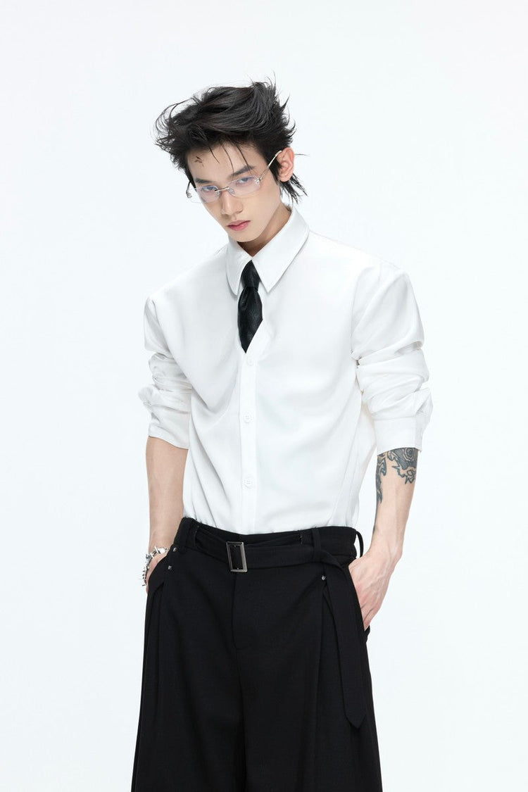 Satin Draped Shirt — Argue Culture — view 3
