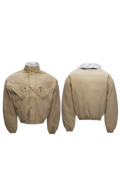Vintage Washed Canvas Utility Jacket
