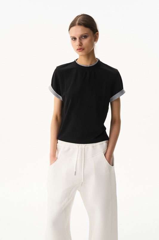 Layered Embroidered Slim Tee