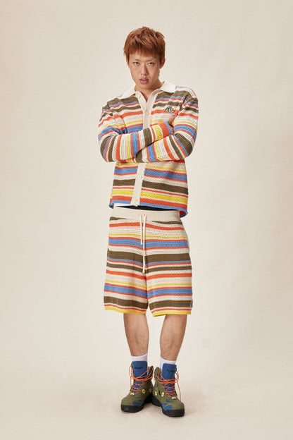 Color Stripe Knit Shorts