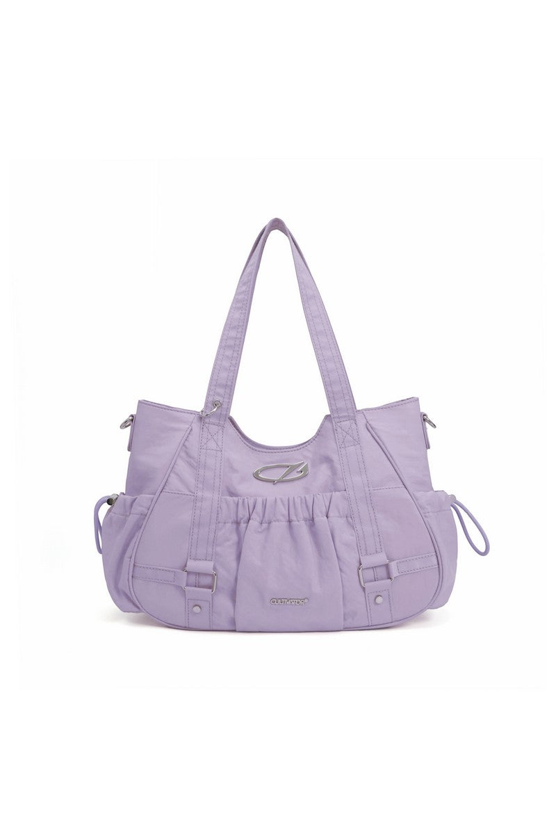 Ruched Nylon Tote Bag
