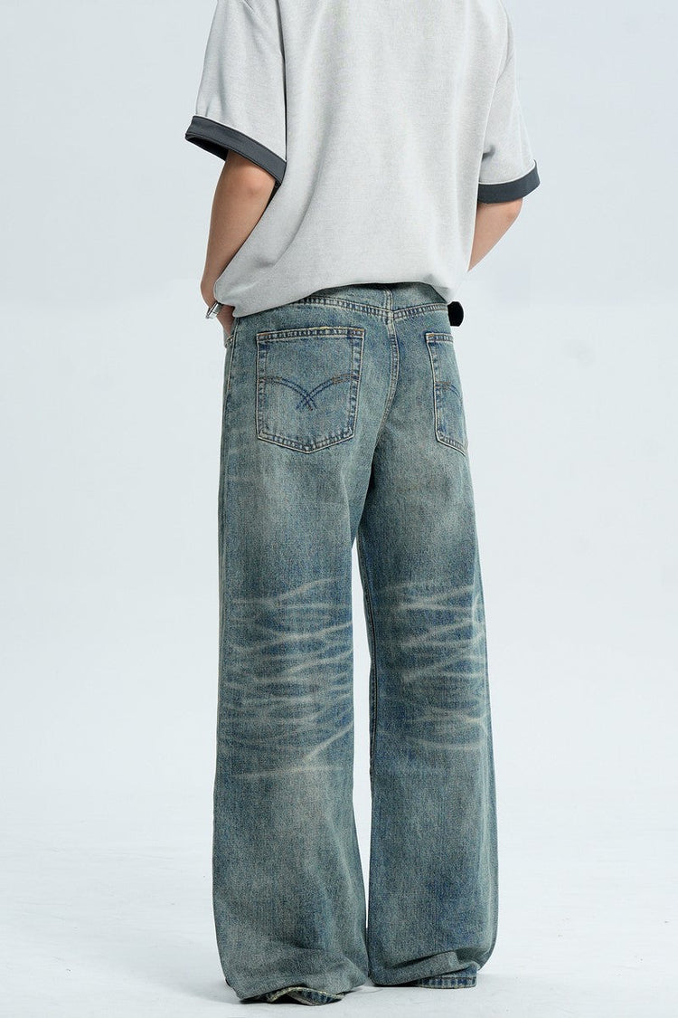 Whiskered Washed Loose Jeans — Trenqor Basics — view 4