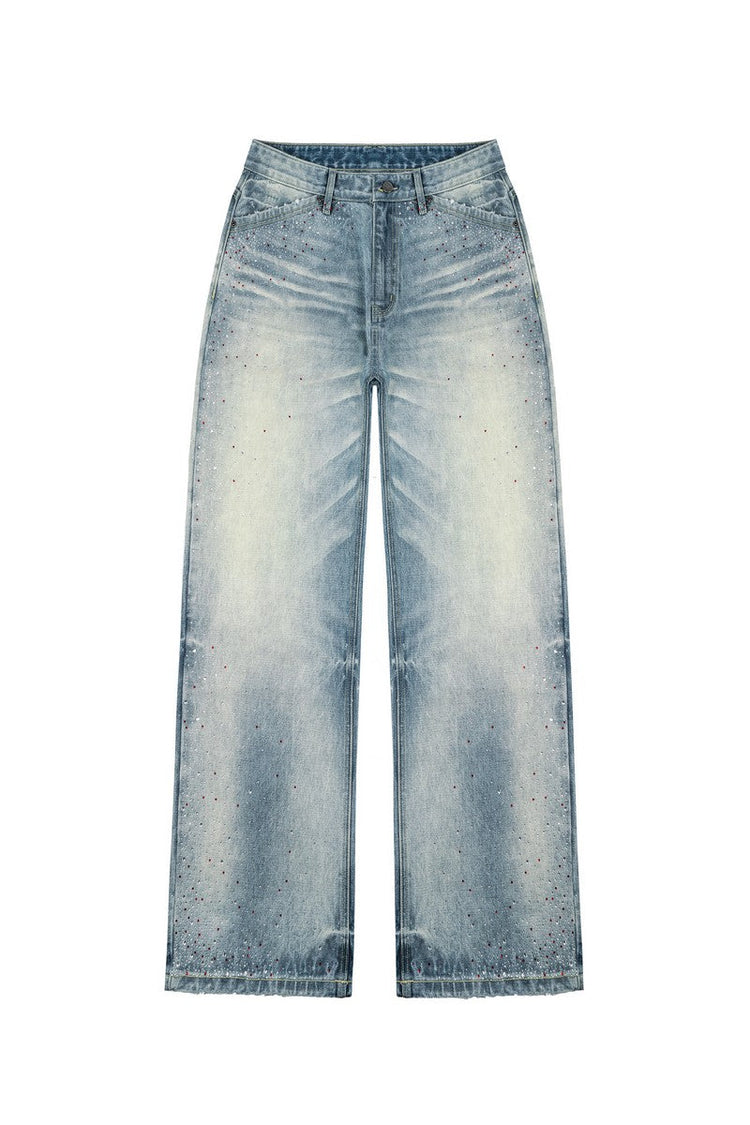 Washed Rhinestone Straight Jeans — Antidote — view 6