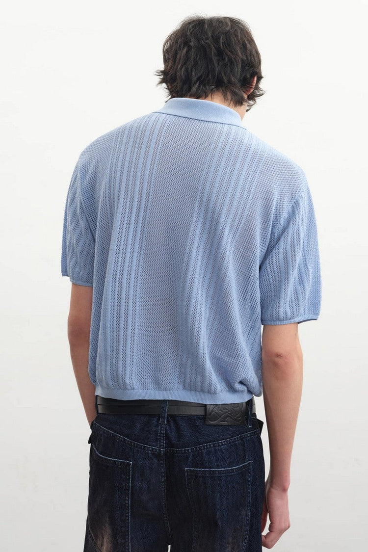 Open Knit Polo Tee