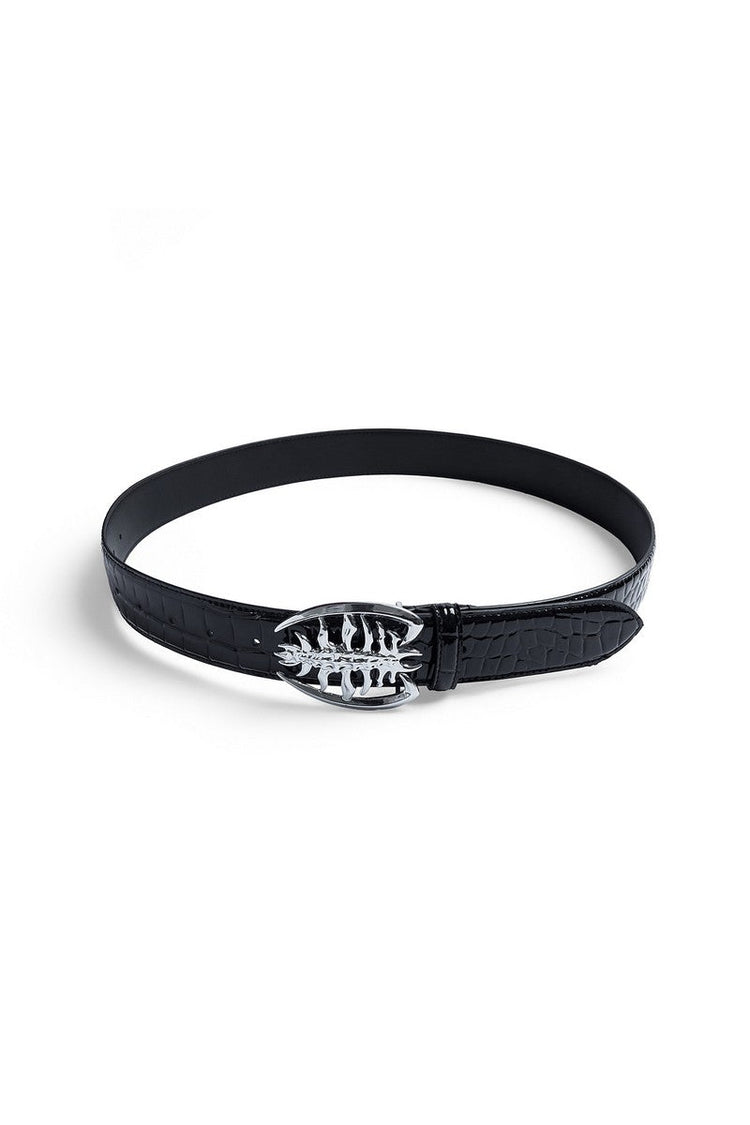 Metal Spine Buckle Leather Belt