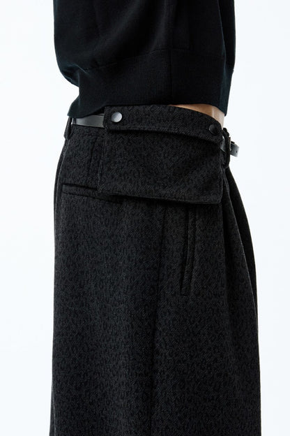 Pleated Jacquard Camo Trousers