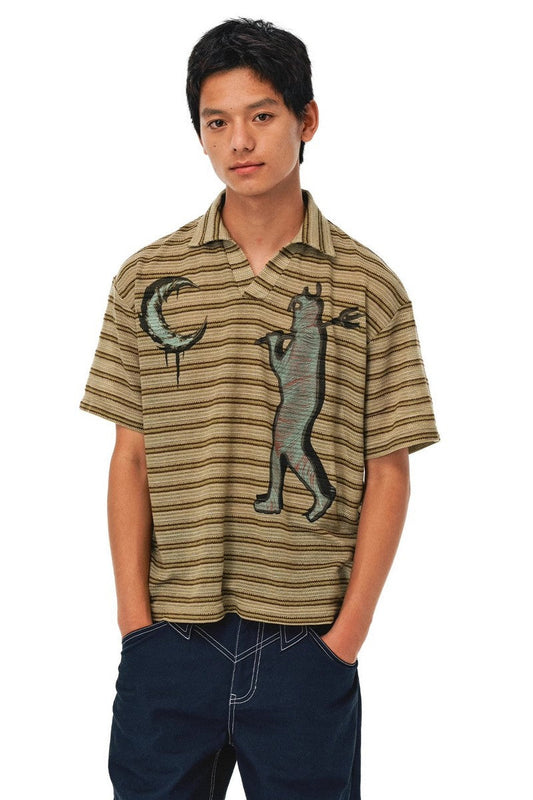 Striped Colorblock Polo Tee