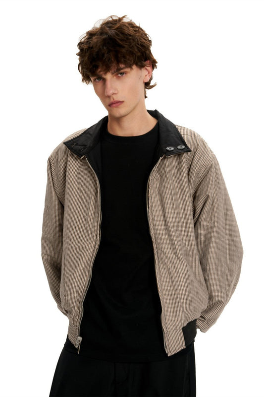 Reversible Houndstooth Collar Jacket