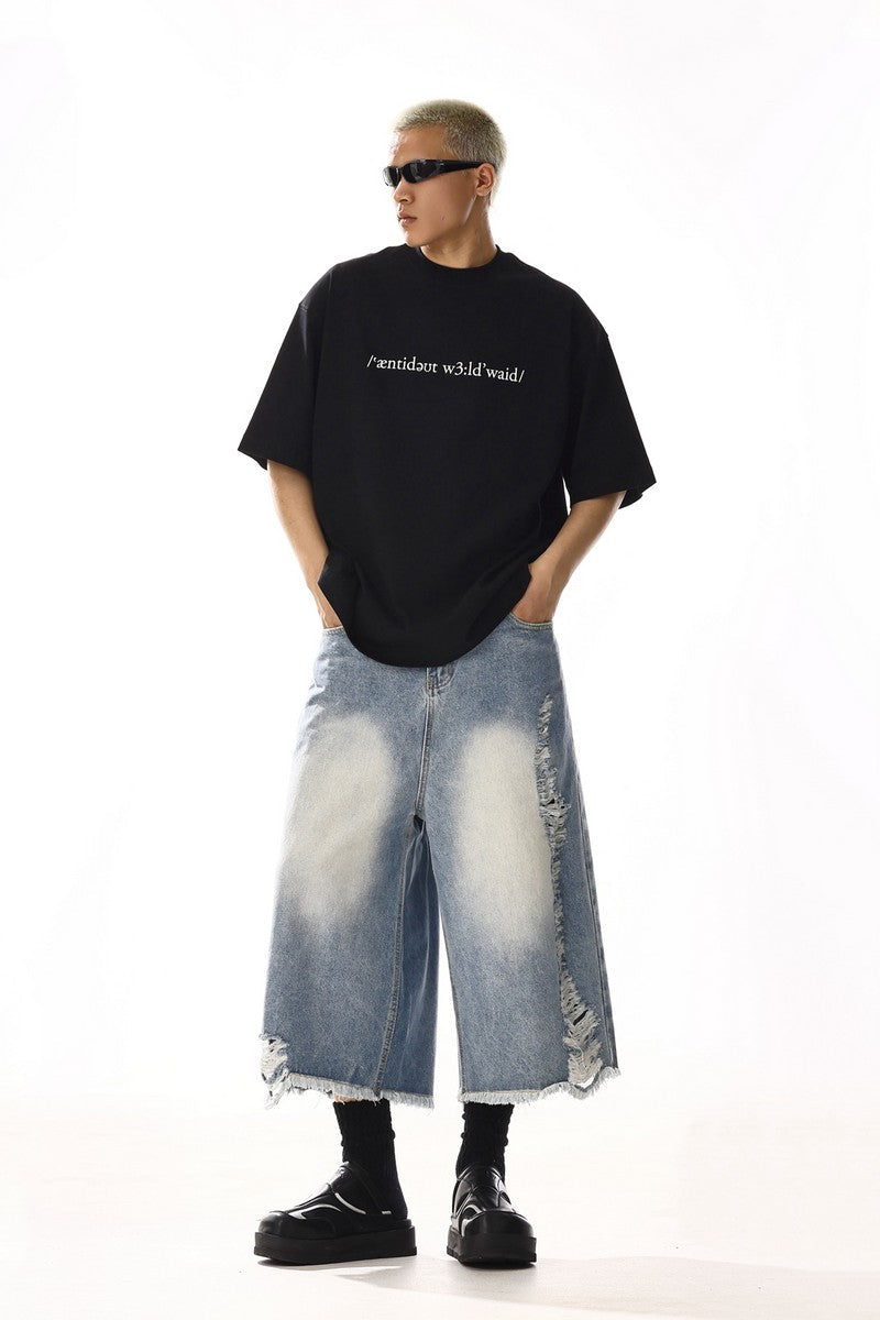 Distressed Raw Hem Jeans