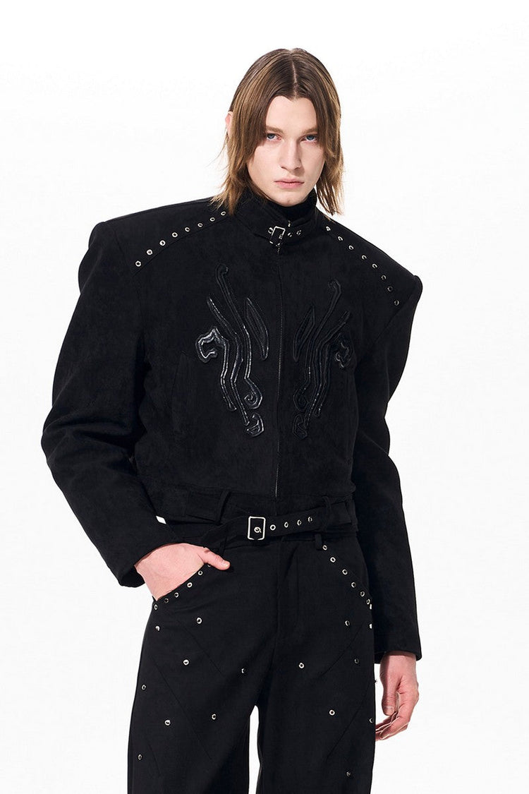 Suede Panel Padded Jacket — STARTEXCEEDEND — view 2