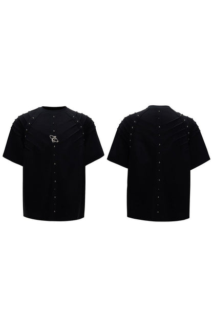 Spine Pleated Studded T-Shirt