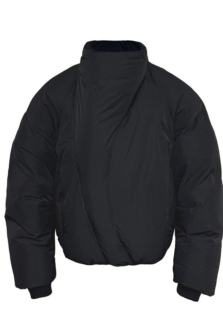 Curved Zip High Neck Puffer