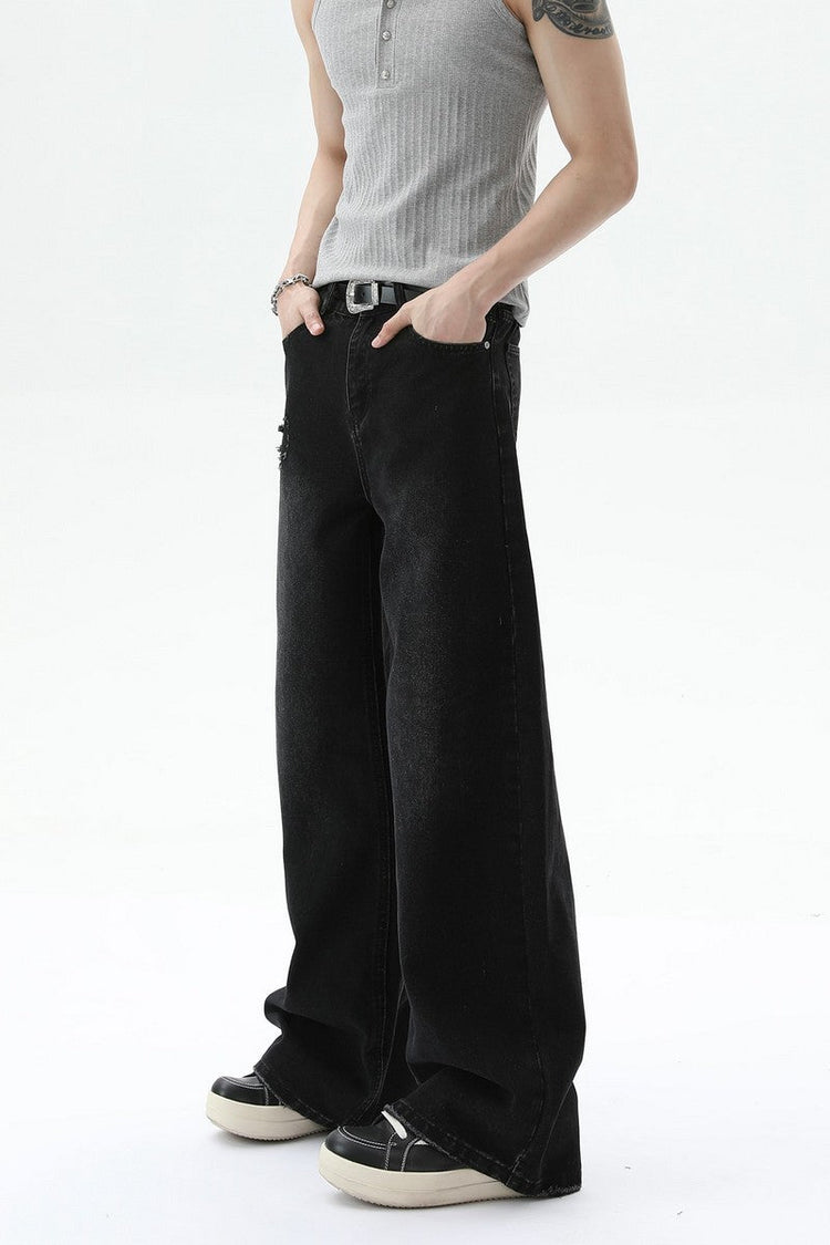 Washed Distressed Straight Leg Jeans — Turntide — view 6