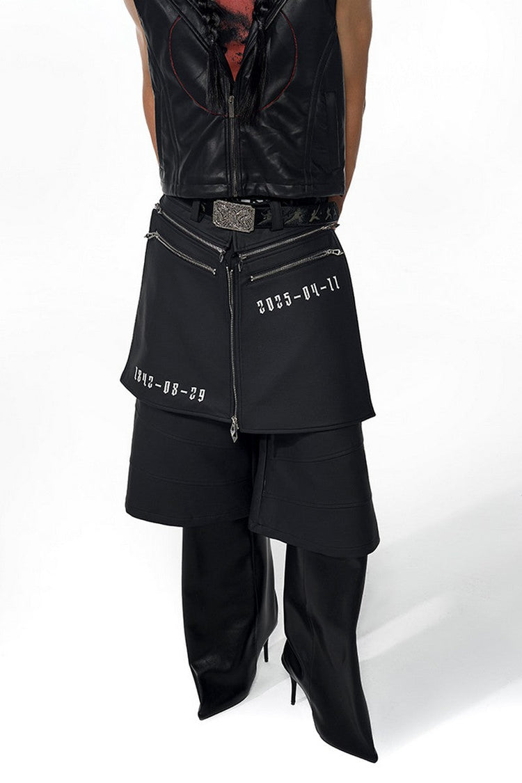 Layered Zip PU Shorts — STARTEXCEEDEND — view 3