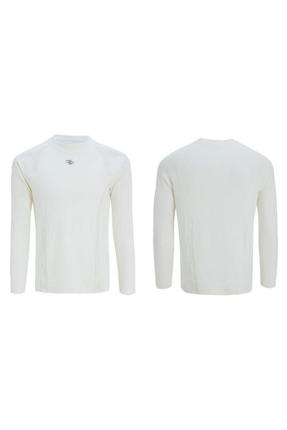 Ribbed Cotton Leather Patch Tee