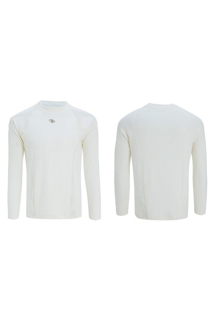 Ribbed Cotton Leather Patch Tee