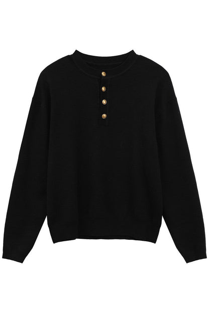 Henley Wool Knit Sweater