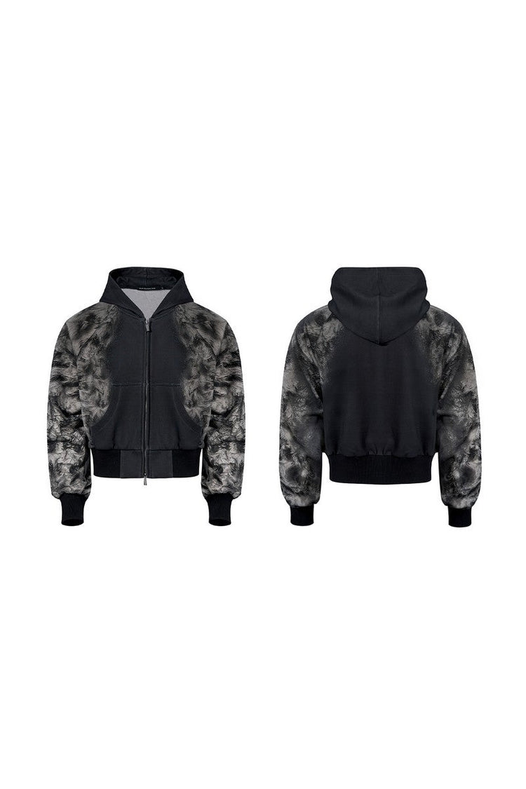 Smoke Camo Zip-Up Hoodie — STARTEXCEEDEND — view 3