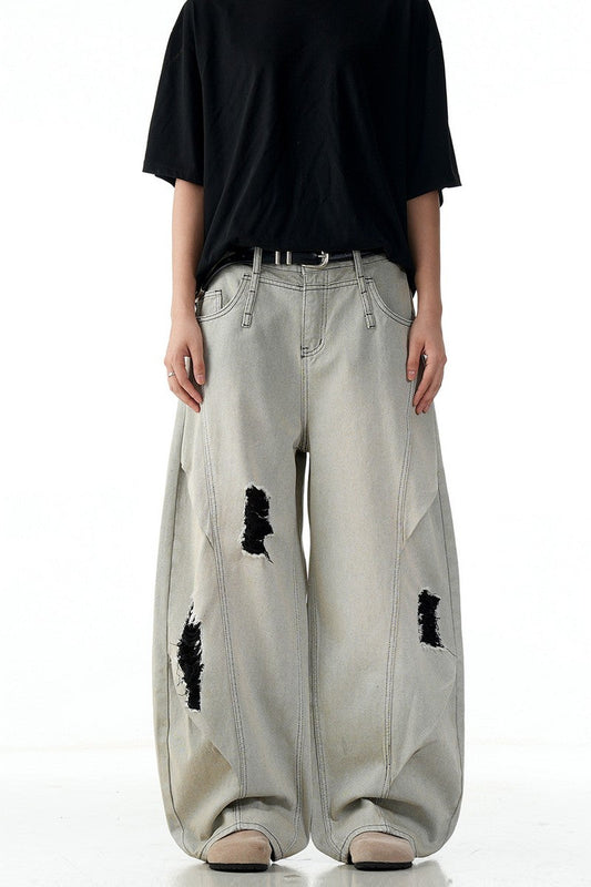 Gray Ripped Blade Jeans