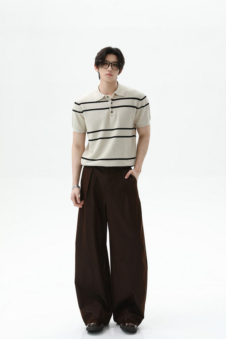 Striped Knit Polo Short Sleeve Tee — Turntide — view 2