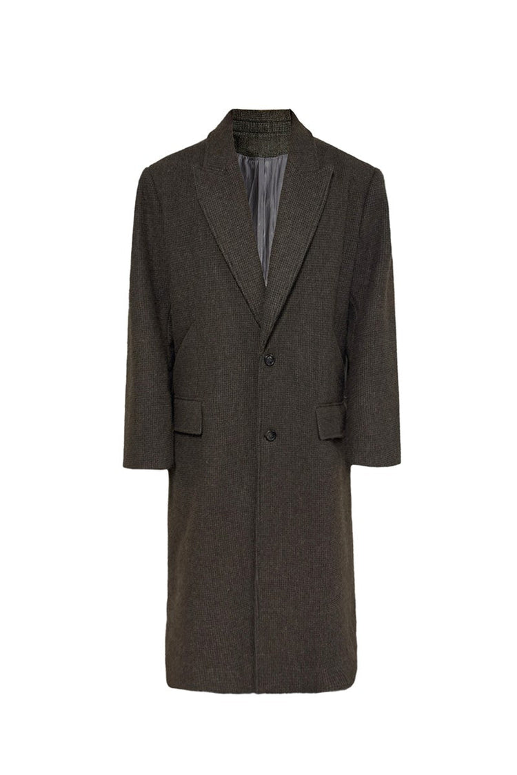 Houndstooth Wool Peak Coat