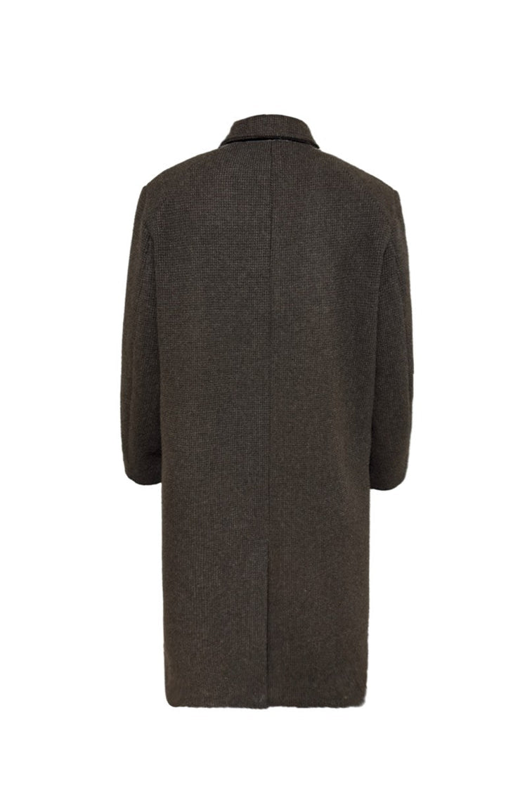 Houndstooth Wool Peak Coat