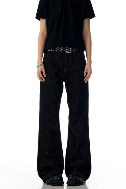 Red Contrast Flare Jeans