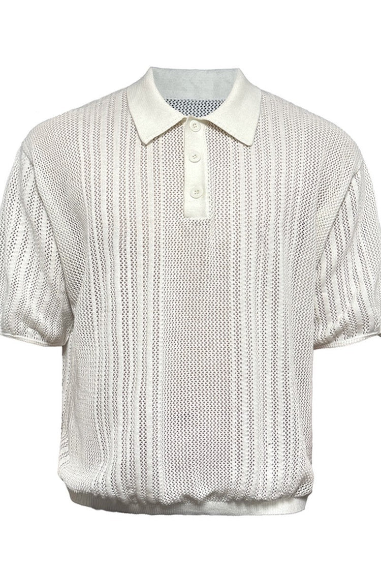 Open Knit Polo Tee