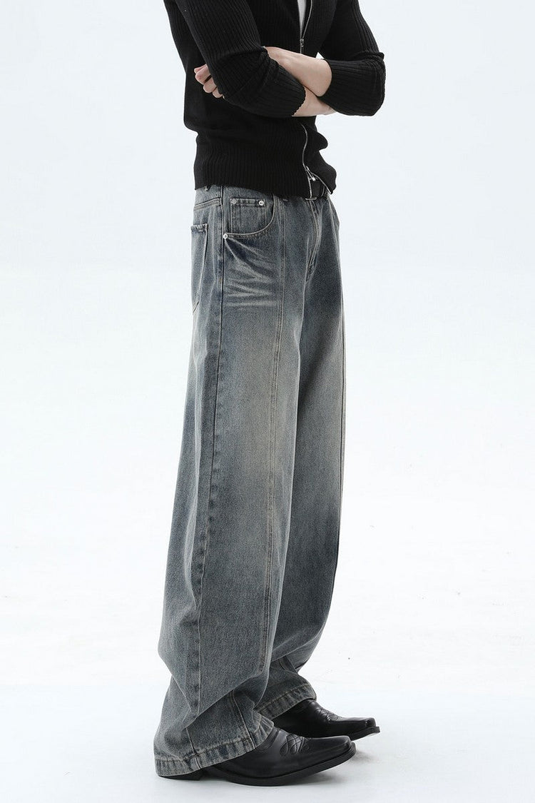 Washed Deconstructed Wide Leg Jeans — Turntide — view 3