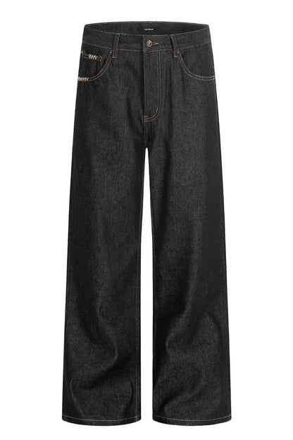 Raw Black Straight Jeans
