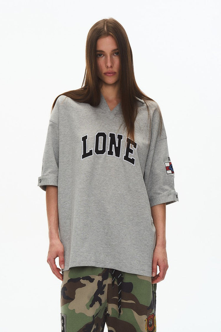 Embroidered V Neck Tee — Blind/No Plan — view 5