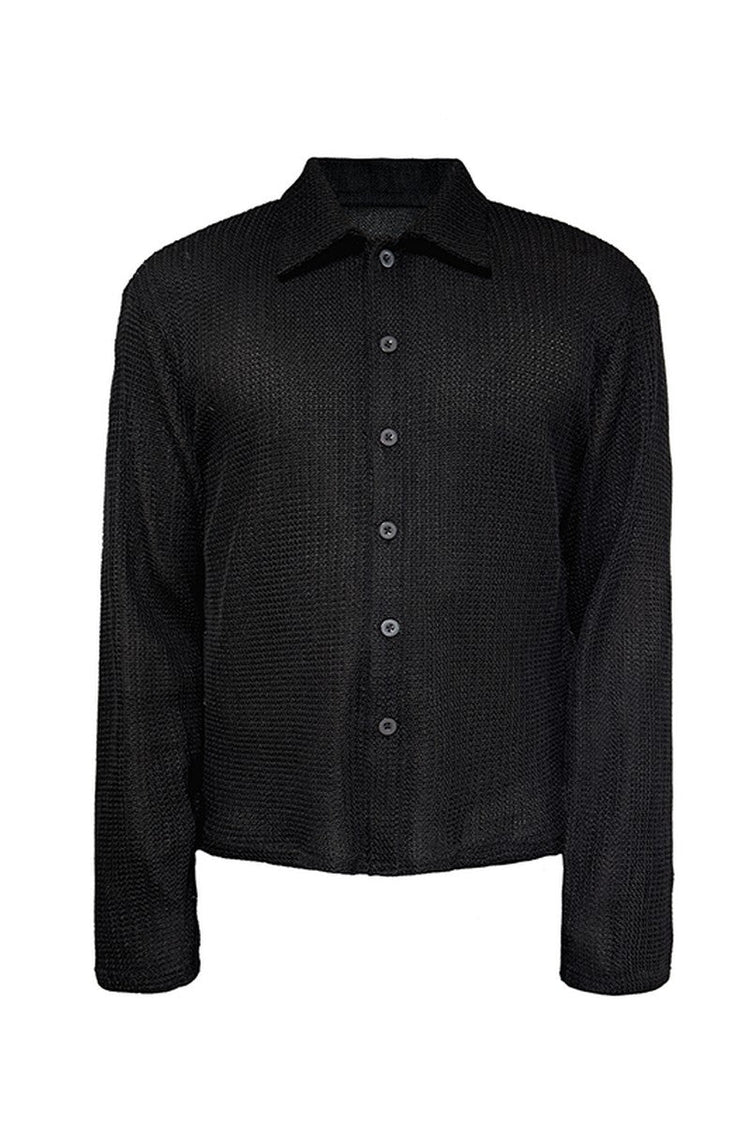 Woven Textured Long Sleeve Shirt — JCAESAR — view 6
