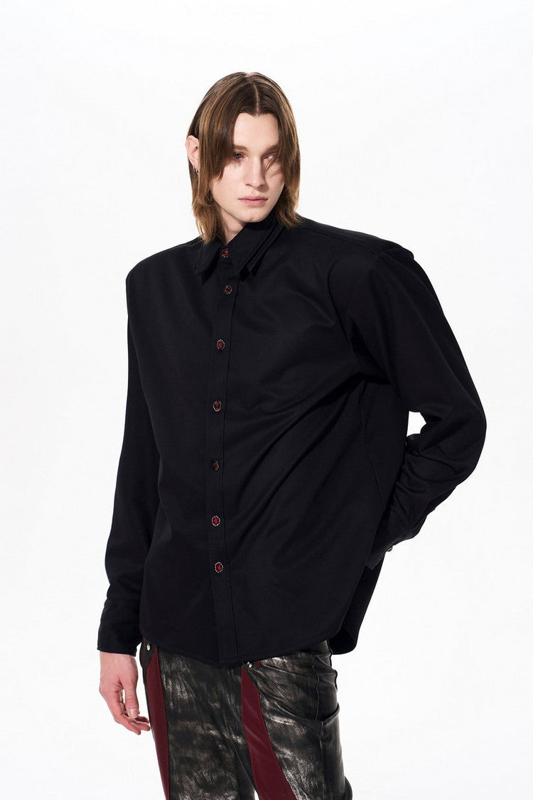 Double Collar Padded Dress Shirt — STARTEXCEEDEND — view 2