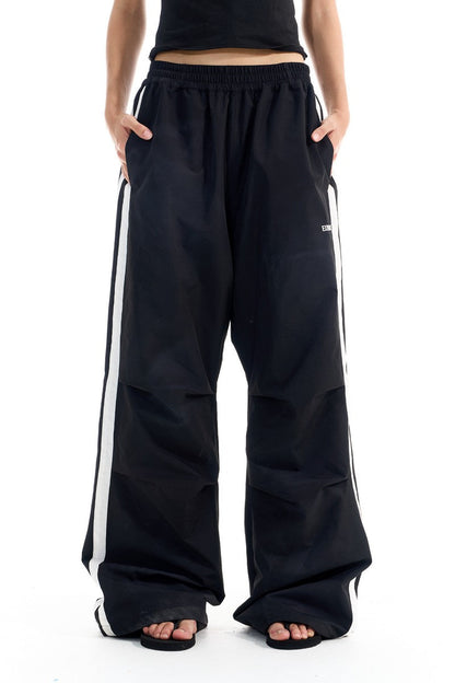 Vintage Pleated Stripe Track Pants