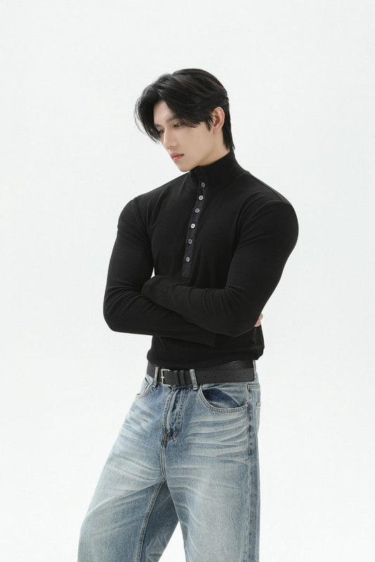 Thermal Fitted Henley Long Sleeve Tee