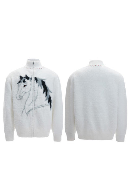 Jungle Knit High Neck Cardigan