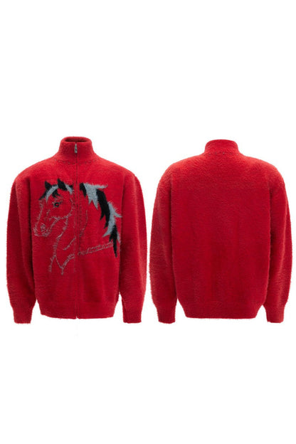 Jungle Knit High Neck Cardigan