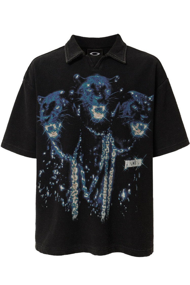 Distressed Printed Polo Shirt — F2CE — view 5
