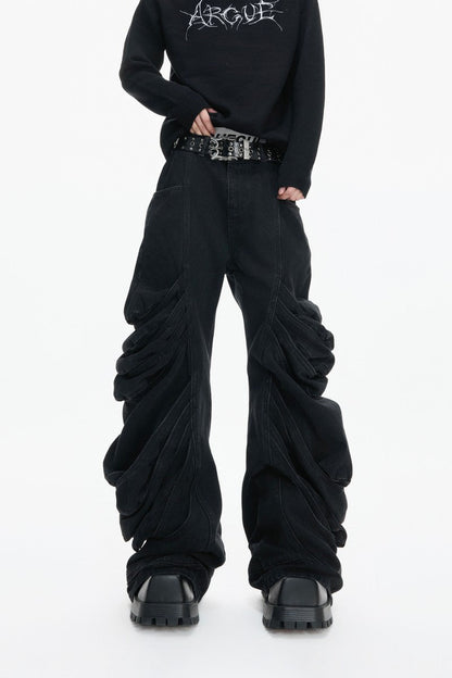 Deconstructed Washed Stacked Jeans