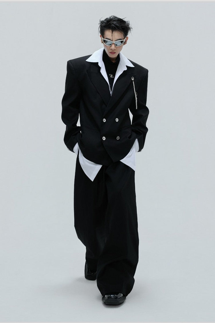 Striped Cinched Waist Trousers