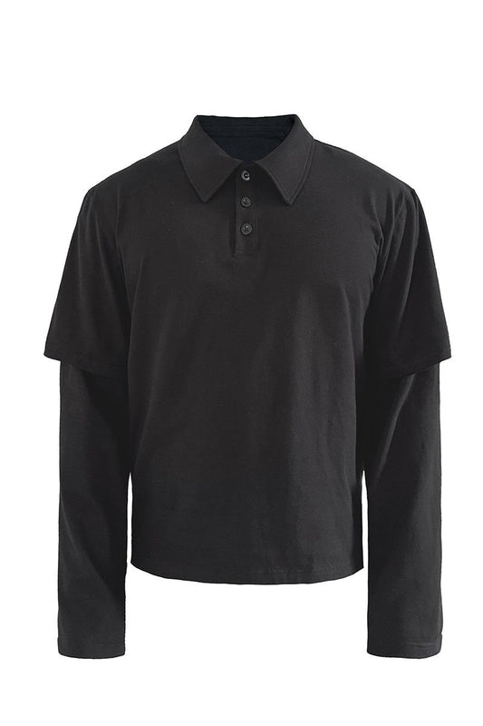 Black Layered Polo Shirt